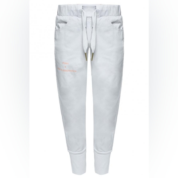 Puma White Sweatpants with Orange Logo - Picture 1 of 9